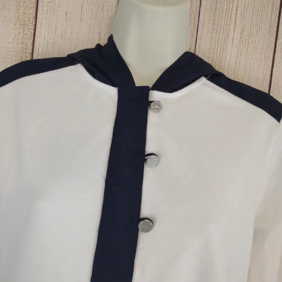 LRL Ralph Lauren white & navy blue pullover sweatshirt hoodie large - Picture 3 of 12